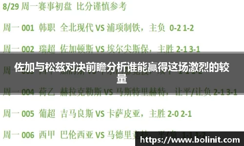 佐加与松兹对决前瞻分析谁能赢得这场激烈的较量