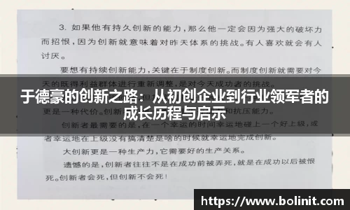 于德豪的创新之路：从初创企业到行业领军者的成长历程与启示